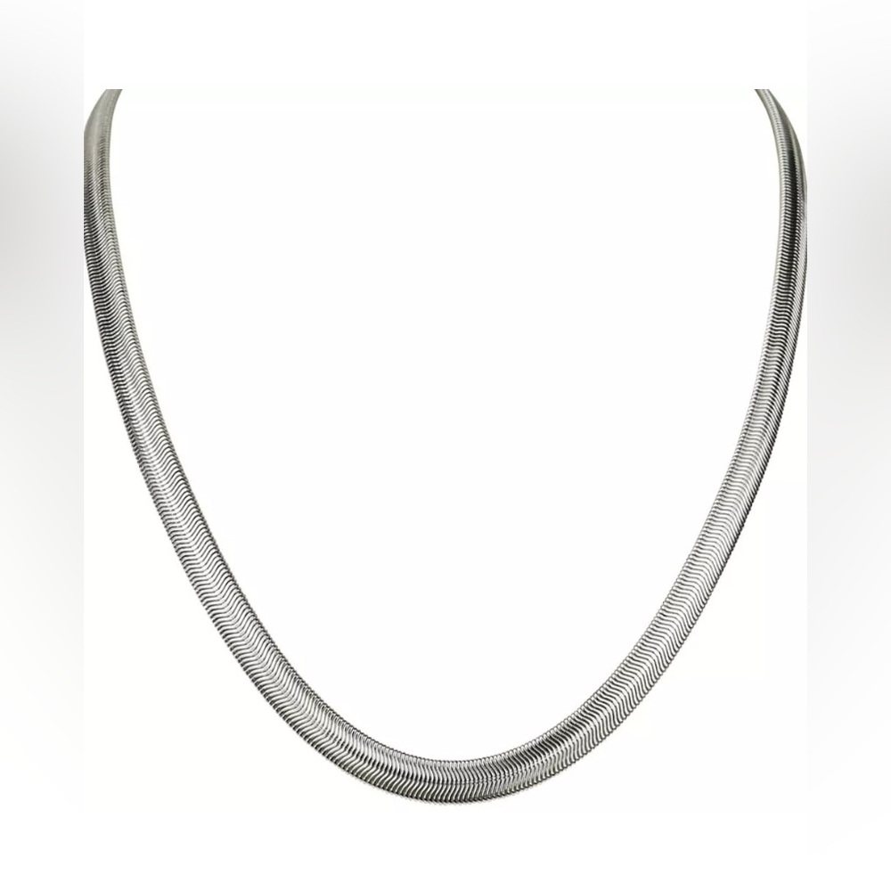 NIB Kirks Folly Sheer Elegance Necklace Silver Tone Serpentine Snake Charm Sleek